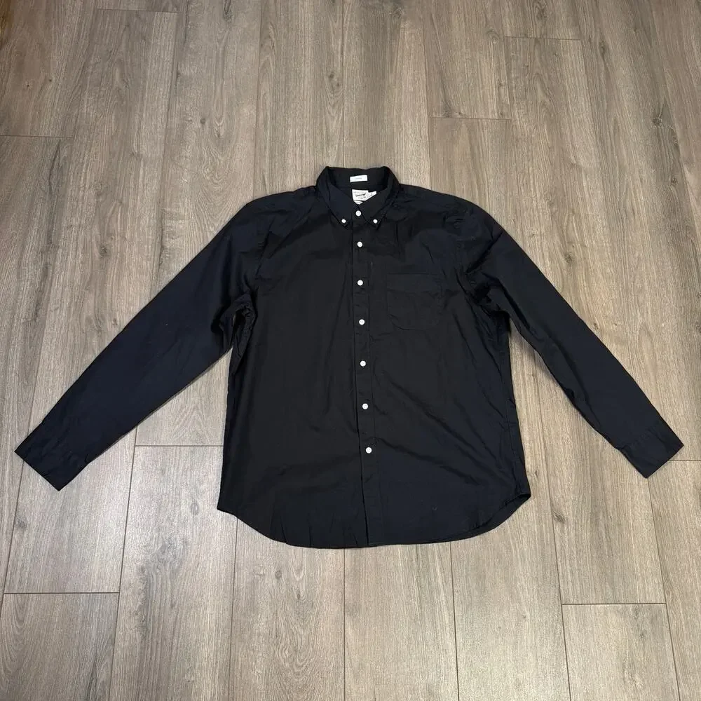J.Crew Classic Secret Wash Cotton Poplin Shirt Mens L Black Button Down BW439 LS